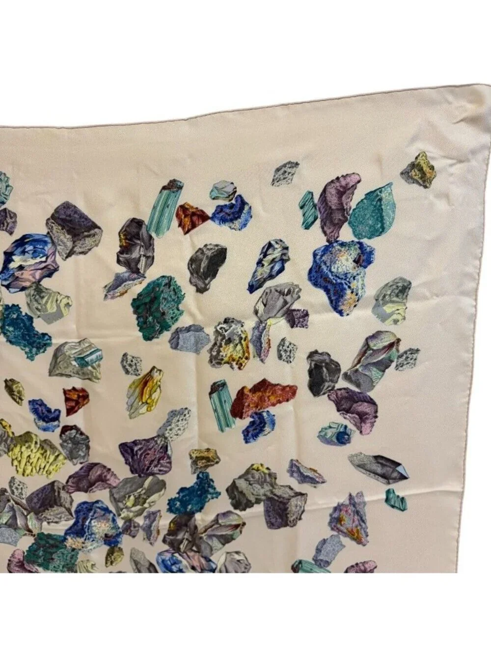 Hermes Mineraux Carre 90 Silk Scarf White